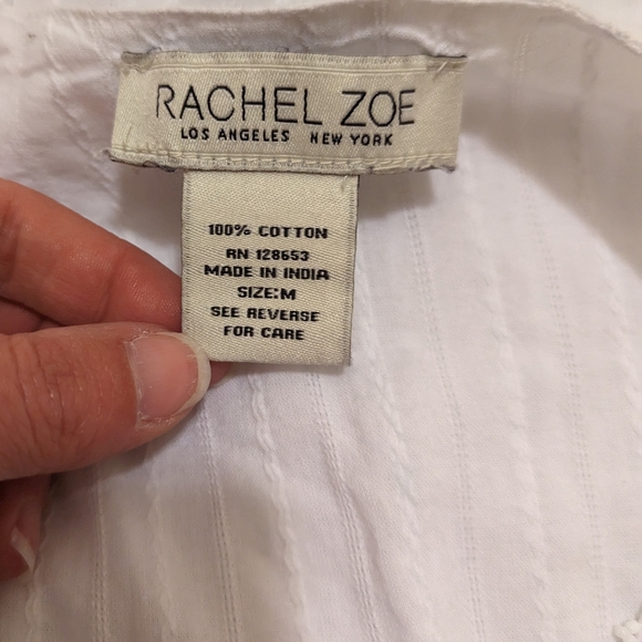 Rachel Zoe white tunic with ruffle and tassels size M - Picture 7 of 10